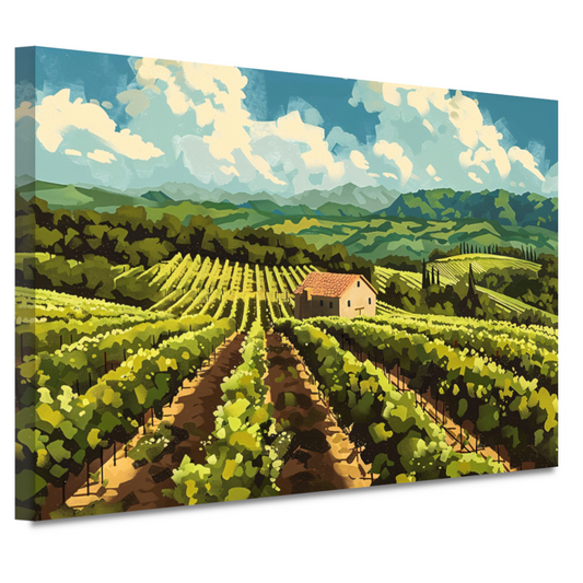 Idyllisch wijngaard landschap met boerderij canvas