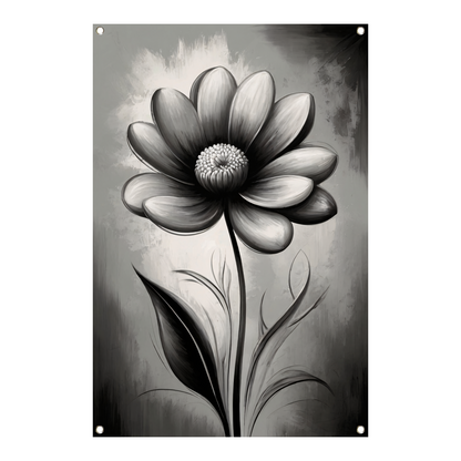 Abstracte Monochrome Bloem in Schaduwspel tuinposter