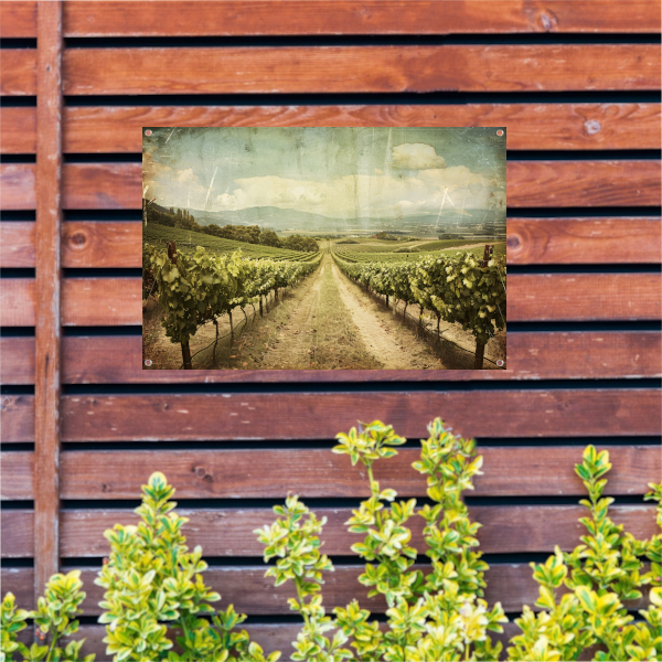 Rustieke wijngaard met sepia hemel tuinposter