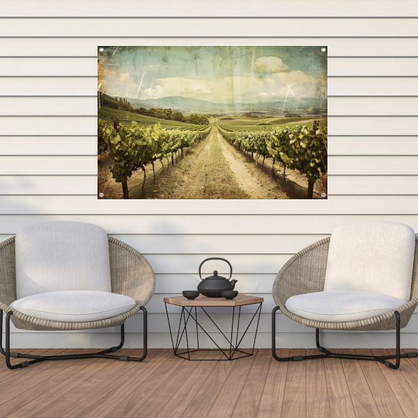 Rustieke wijngaard met sepia hemel tuinposter