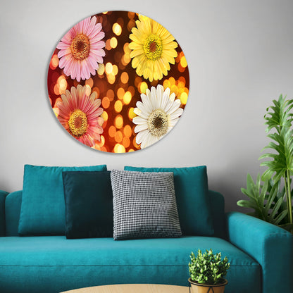 Kleurrijke bloemen met sprankelende lichten achtergrond forex muurcirkel