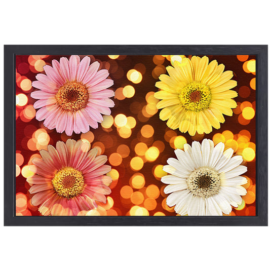 Kleurrijke bloemen met sprankelende lichten achtergrond canvas met baklijst