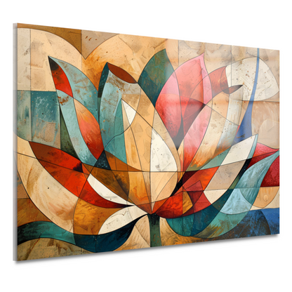 Abstracte geometrische compositie van een lotusbloem acrylglas