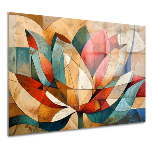 Abstracte geometrische compositie van een lotusbloem acrylglas