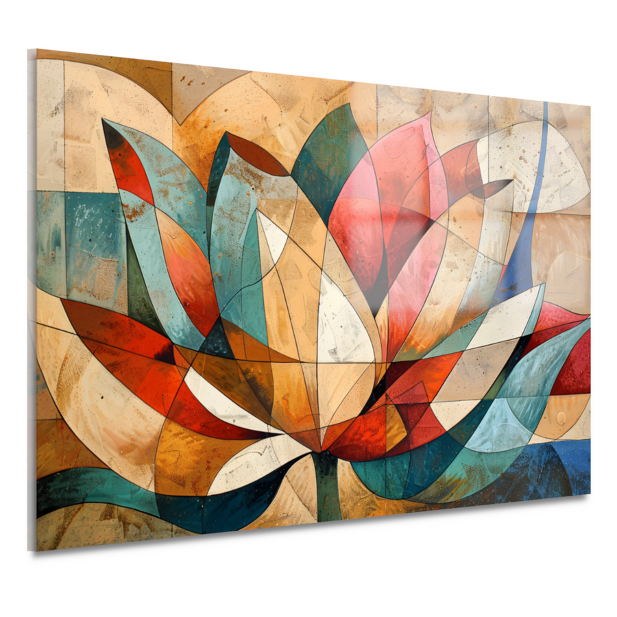 Abstracte geometrische compositie van een lotusbloem acrylglas