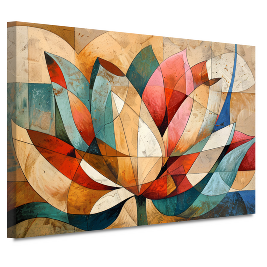 Abstracte geometrische compositie van een lotusbloem canvas