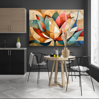 Abstracte geometrische compositie van een lotusbloem acrylglas