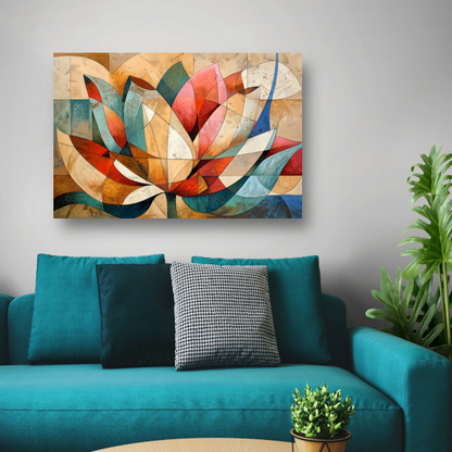 Abstracte geometrische compositie van een lotusbloem acrylglas