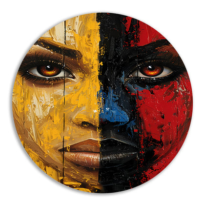 Vurig Portret met Dramatische Kleuren aluminium muurcirkel