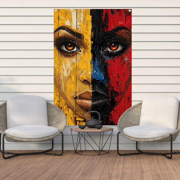 Vurig Portret met Dramatische Kleuren tuinposter