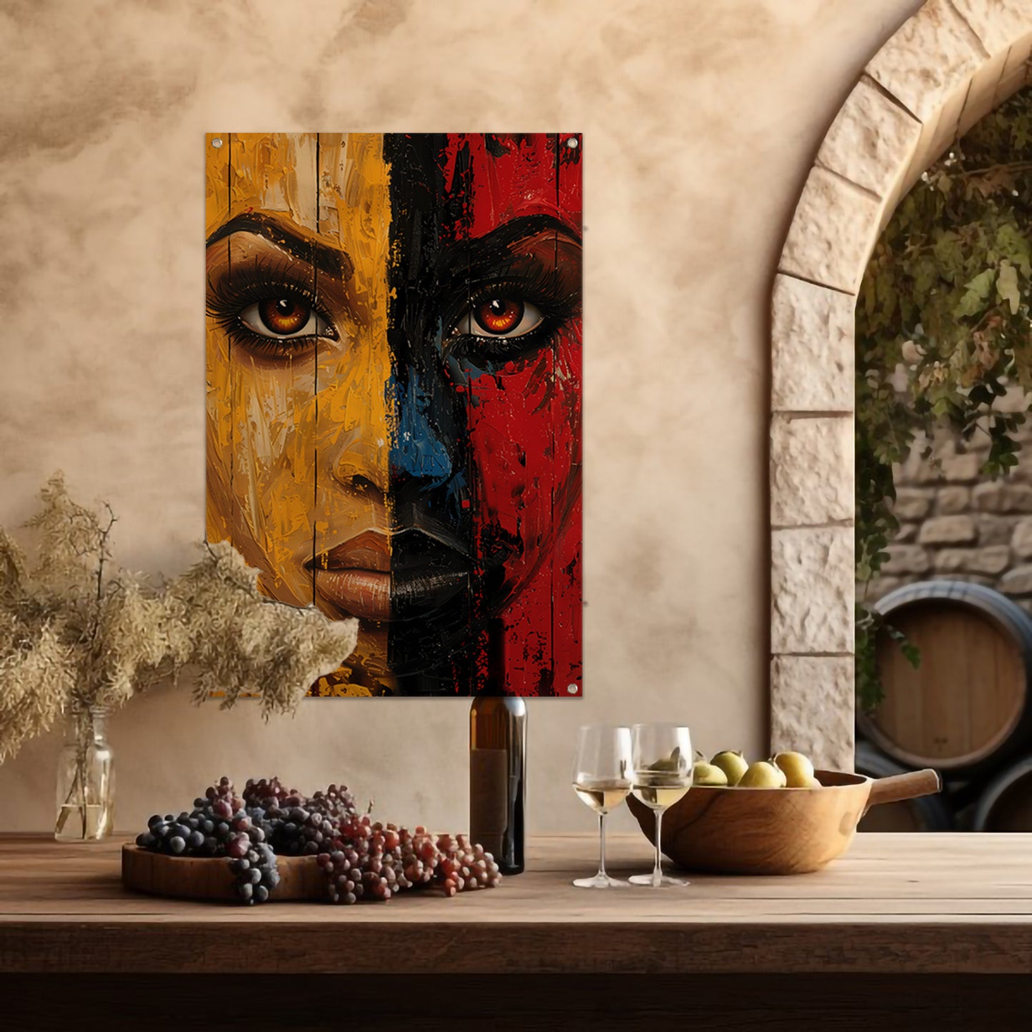 Vurig Portret met Dramatische Kleuren tuinposter