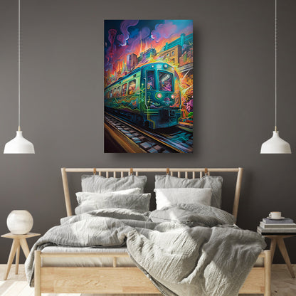 Trein door stedelijke tunnel Acrylglas