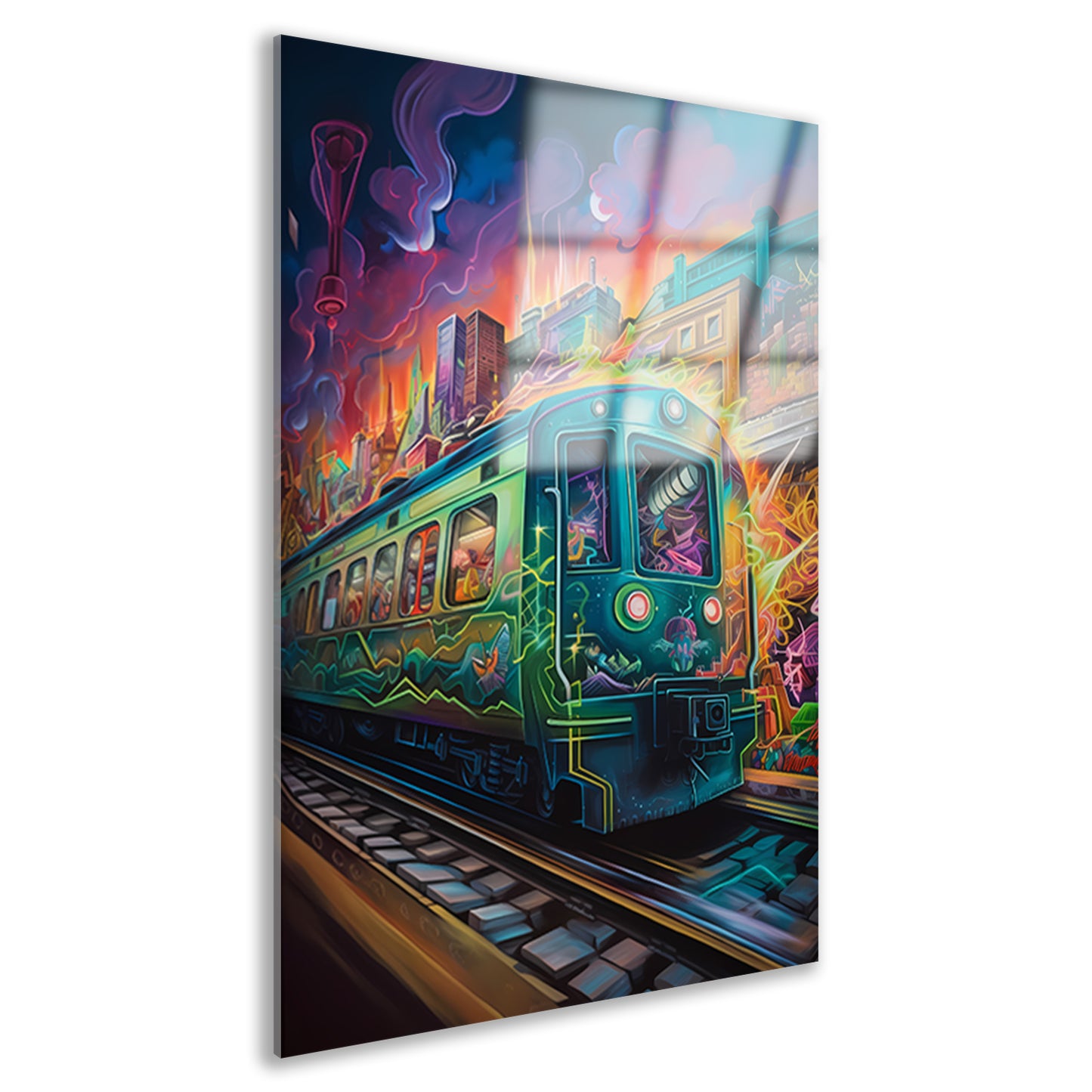 Trein door stedelijke tunnel Acrylglas