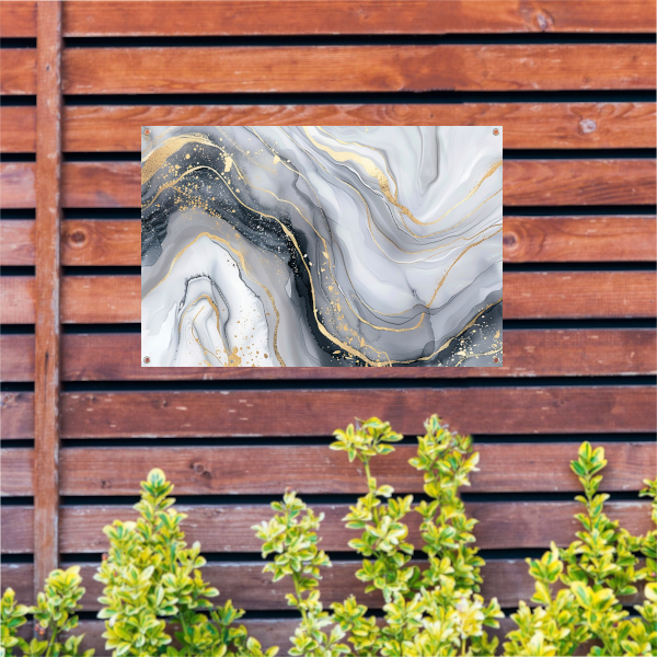 Goud Marmer Abstract Kunstwerk tuinposter