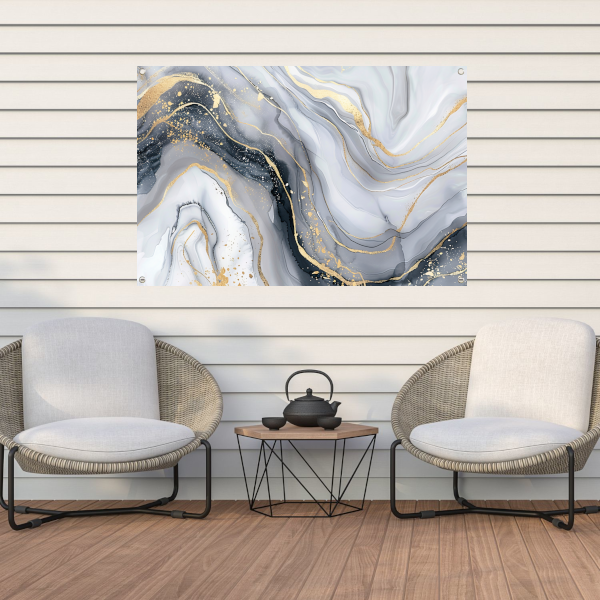 Goud Marmer Abstract Kunstwerk tuinposter