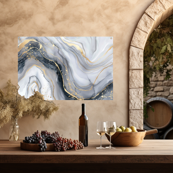 Goud Marmer Abstract Kunstwerk tuinposter