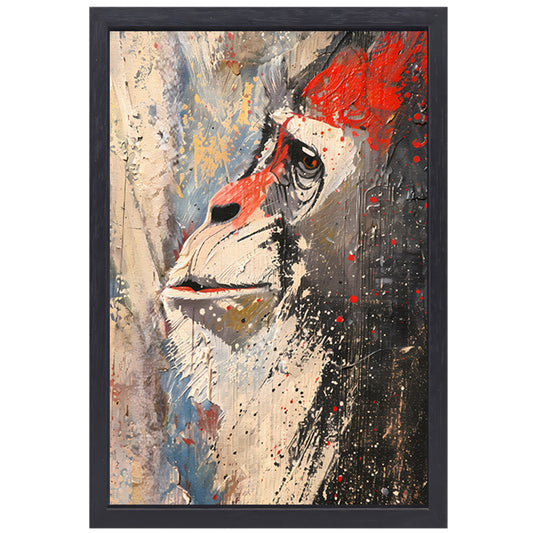Dynamisch abstract schilderij van een aap canvas met baklijst