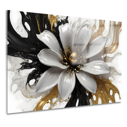 Golvend Goud en Wit Bloemenontwerp acrylglas