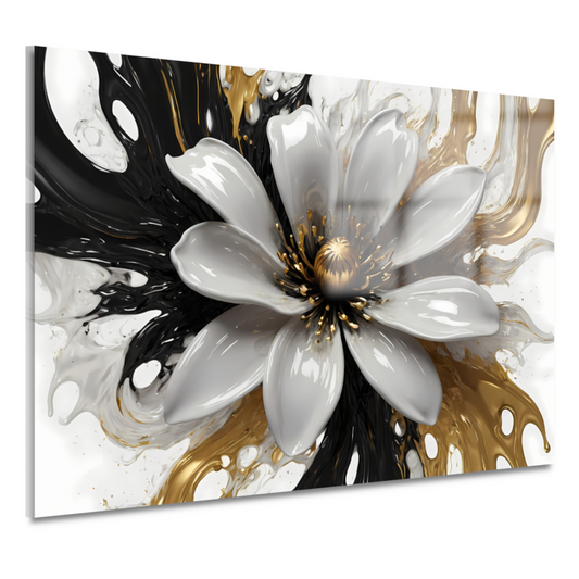 Golvend Goud en Wit Bloemenontwerp acrylglas