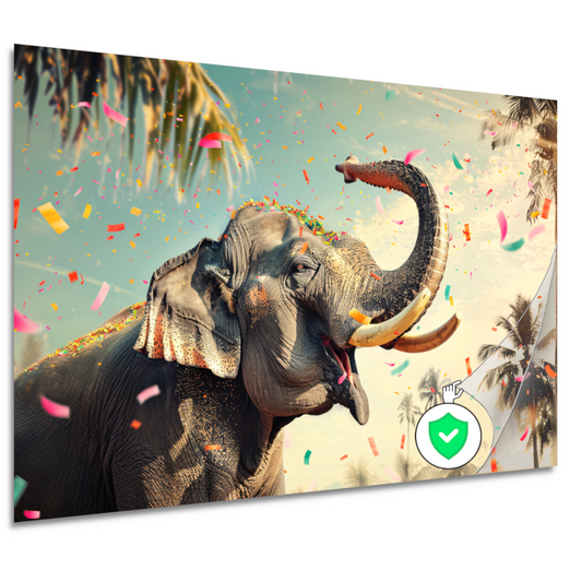 Popart Olifant met Confetti poster