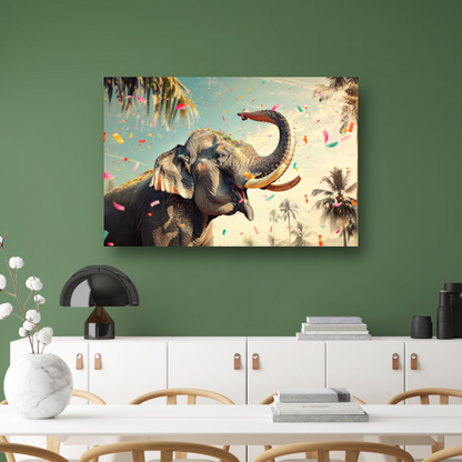 Popart Olifant met Confetti canvas