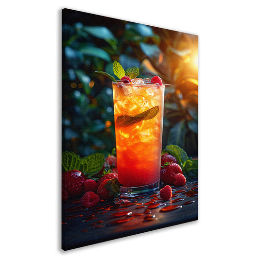 Verfrissende cocktail met rood fruit en munt canvas