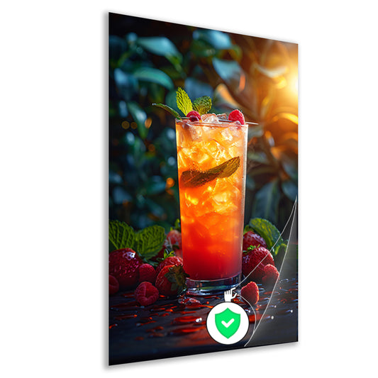 Verfrissende cocktail met rood fruit en munt poster