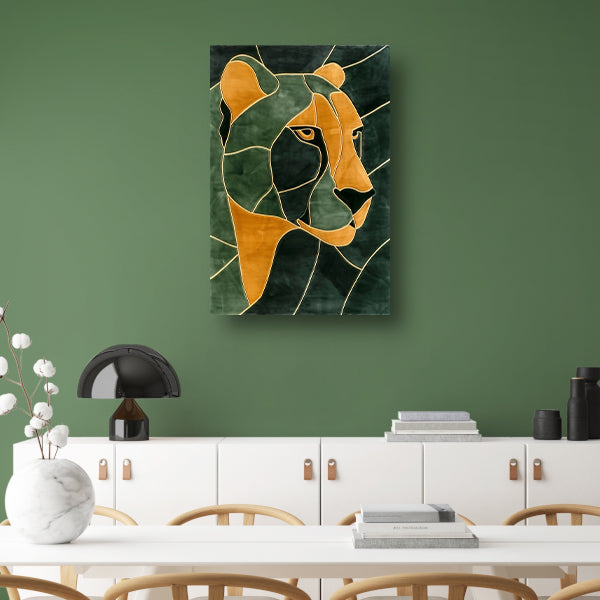 Cheeta in glas-in-lood stijl schilderij poster