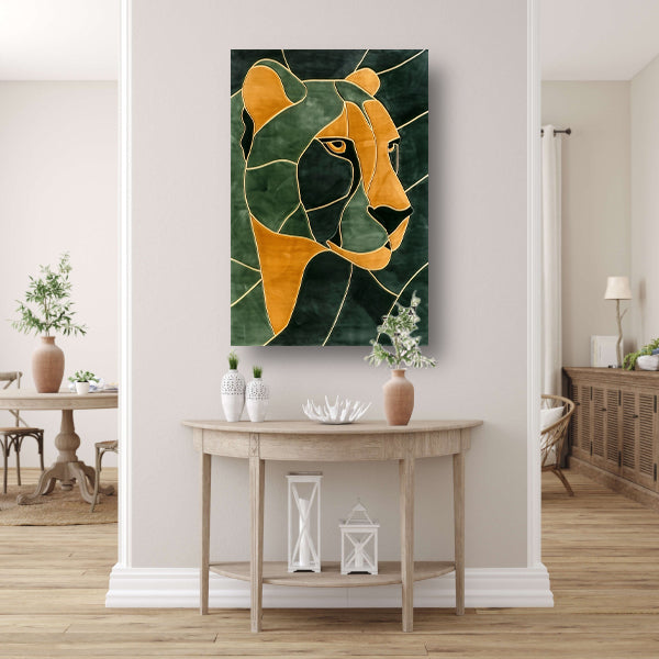 Cheeta in glas-in-lood stijl schilderij poster