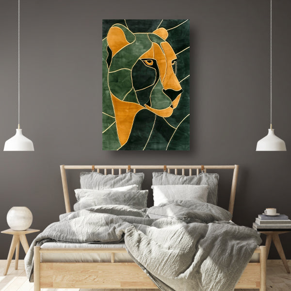 Cheeta in glas-in-lood stijl schilderij poster