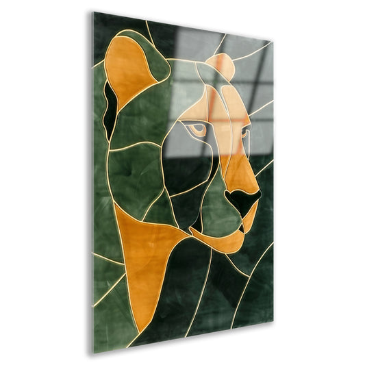 Cheeta in glas-in-lood stijl schilderij acrylglas