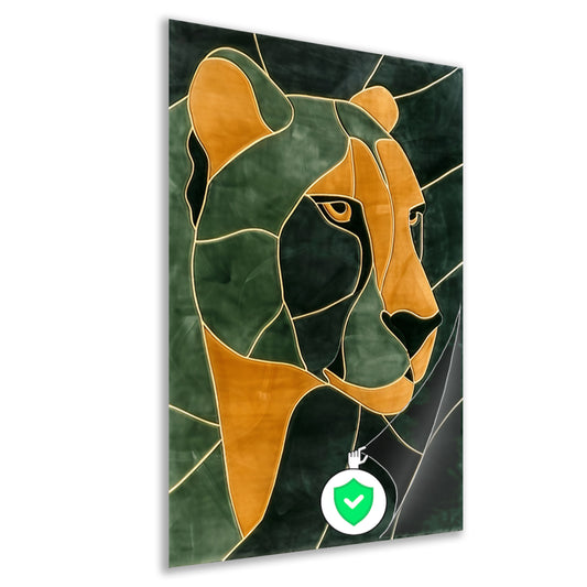 Cheeta in glas-in-lood stijl schilderij poster