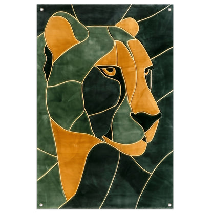 Cheeta in glas-in-lood stijl schilderij tuinposter