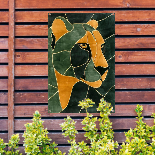 Cheeta in glas-in-lood stijl schilderij tuinposter