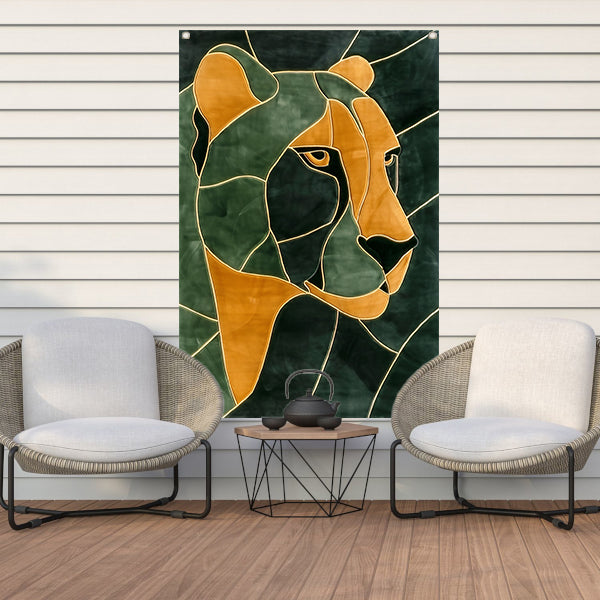 Cheeta in glas-in-lood stijl schilderij tuinposter