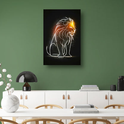 Majestueuze Leeuw Minimale Lijnkunst canvas met baklijst