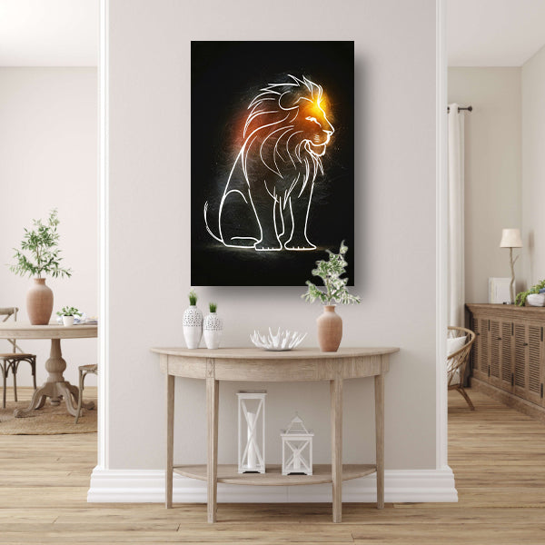 Majestueuze Leeuw Minimale Lijnkunst acrylglas