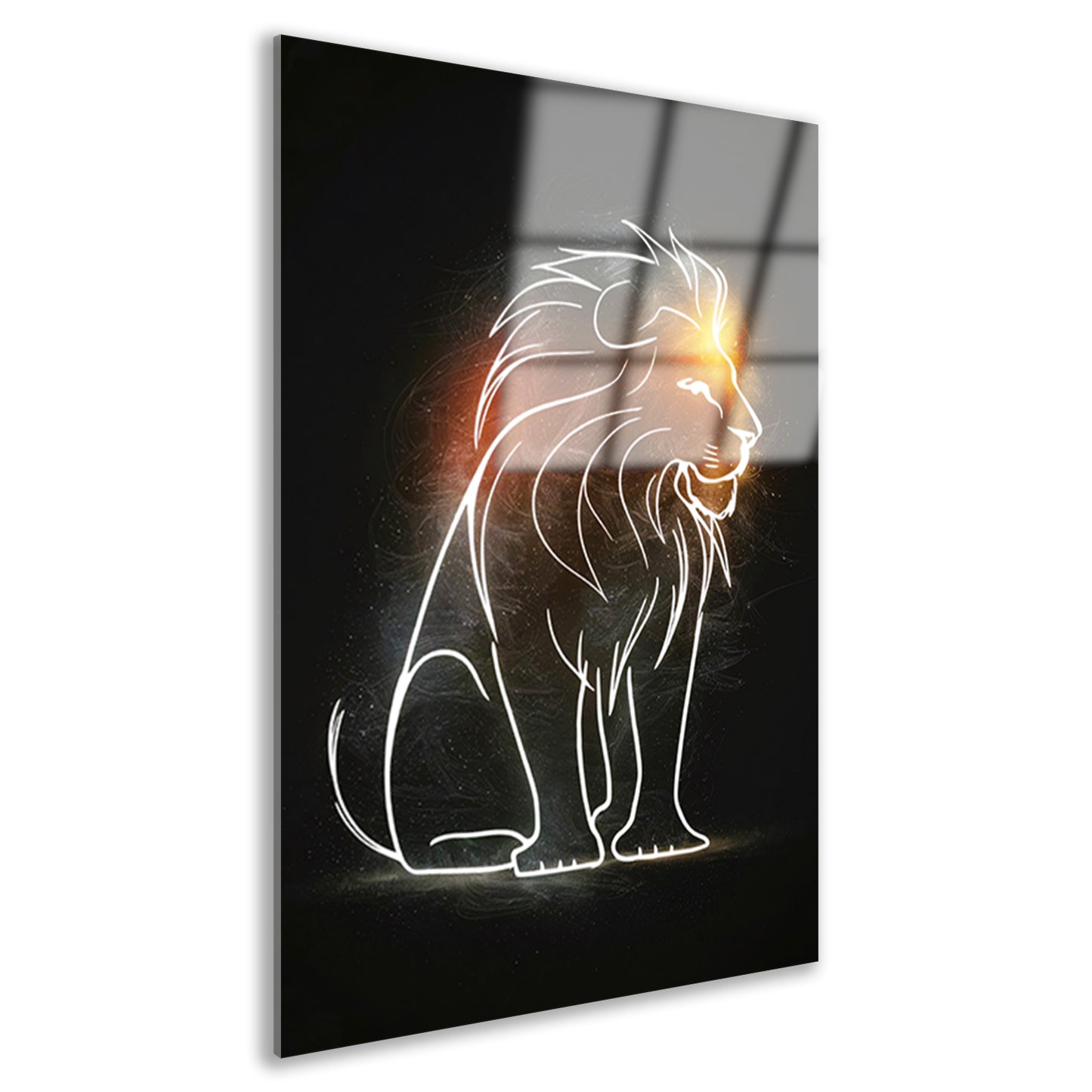 Majestueuze Leeuw Minimale Lijnkunst acrylglas