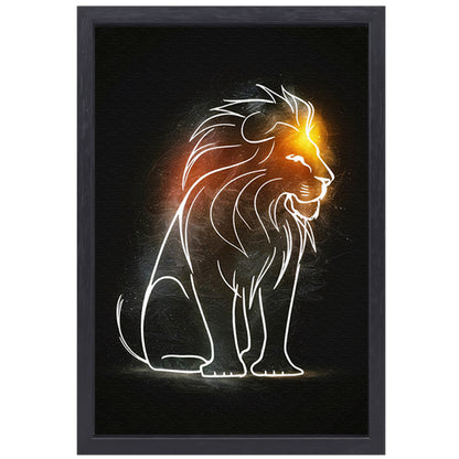 Majestueuze Leeuw Minimale Lijnkunst canvas met baklijst