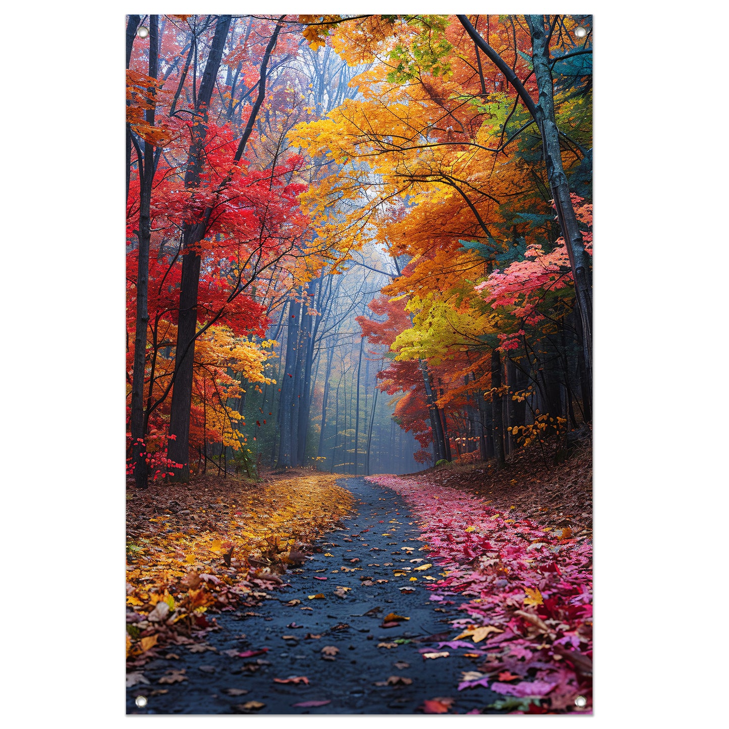Kronkelend Bospad in Herfstkleuren tuinposter