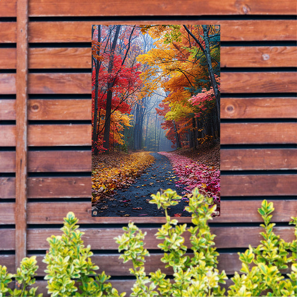 Kronkelend Bospad in Herfstkleuren tuinposter