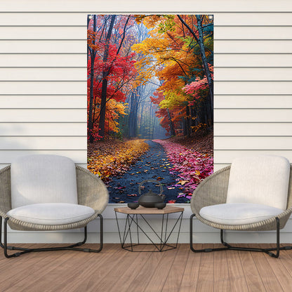 Kronkelend Bospad in Herfstkleuren tuinposter