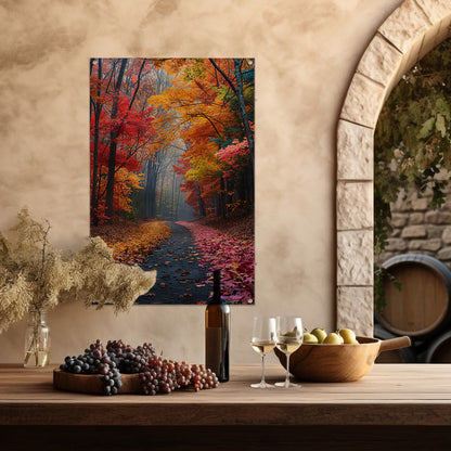 Kronkelend Bospad in Herfstkleuren tuinposter