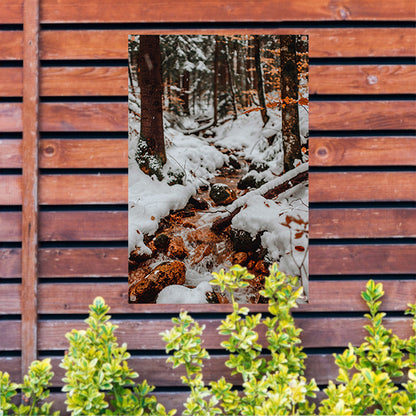 Bevroren Rivier in Winterbos tuinposter