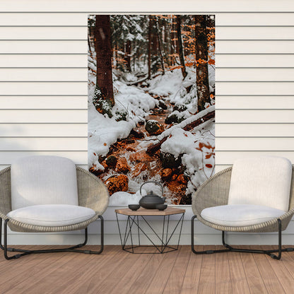 Bevroren Rivier in Winterbos tuinposter