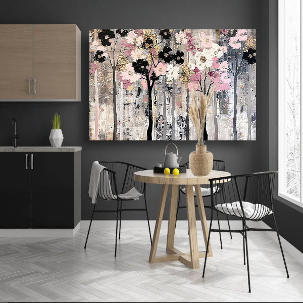 Abstracte moderne bomen met bloemen canvas