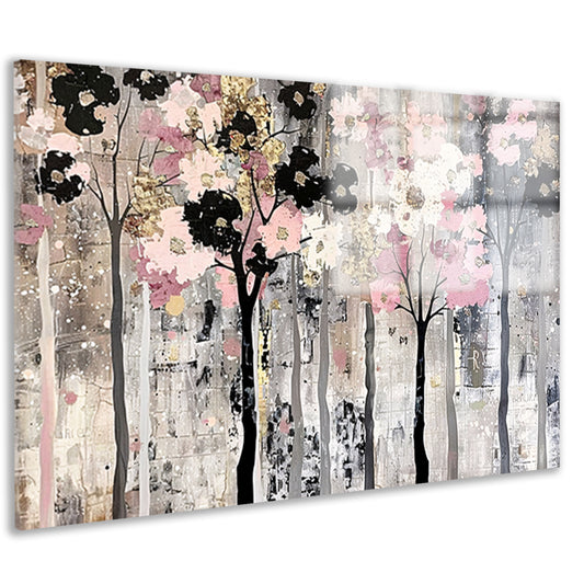 Abstracte moderne bomen met bloemen acrylglas