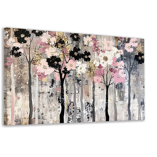Abstracte moderne bomen met bloemen canvas