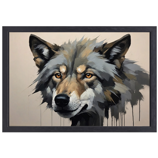 Intense Blik van een Abstracte Wolf canvas met baklijst