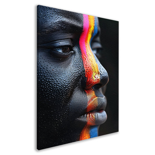 Dynamisch Gezicht met Kleurrijk Regendruppels canvas